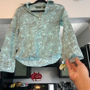 Eddie Bauer Aqua Paisley Button-Down Shirt